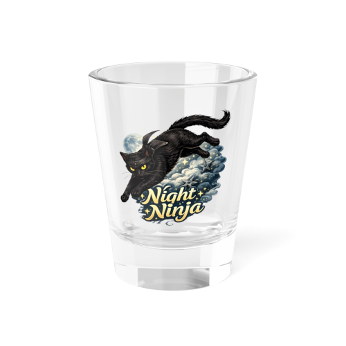 Night Ninja Cat - 1.5oz Clear or Frosted Shot Glass