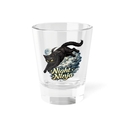 Night Ninja Cat - 1.5oz Clear or Frosted Shot Glass