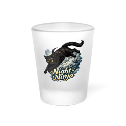 Night Ninja Cat - 1.5oz Clear or Frosted Shot Glass