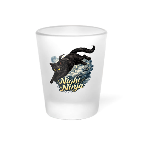 Night Ninja Cat - 1.5oz Clear or Frosted Shot Glass