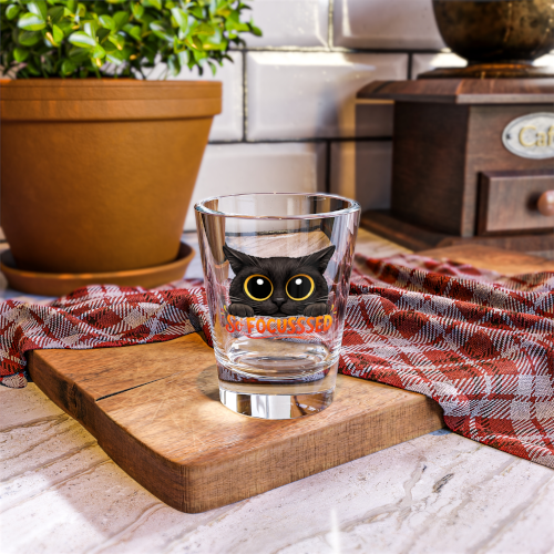 So Focusssed Black Cat - 1.5oz Clear or Frosted Shot Glass