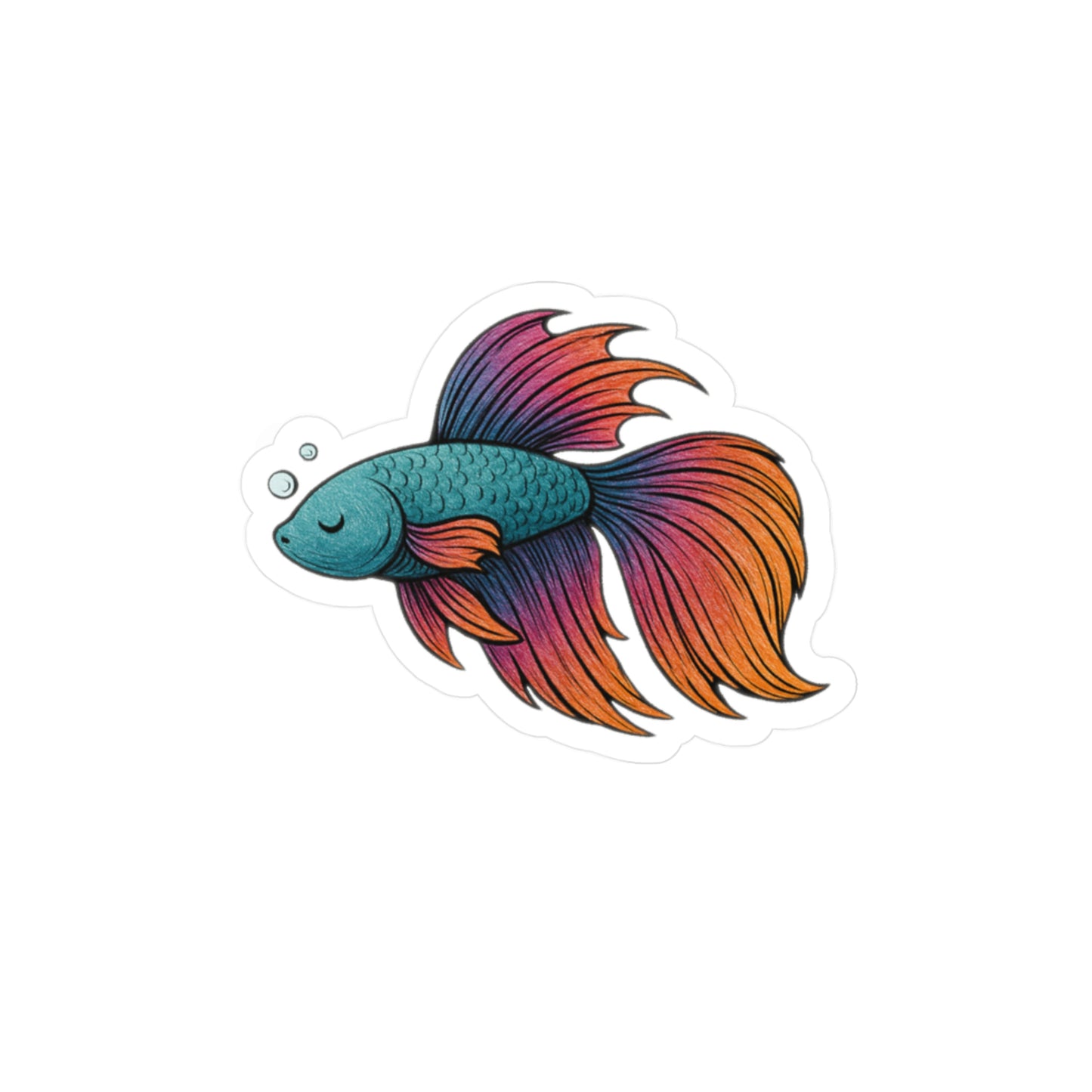 Halfmoon Rainbow Betta Fish - Sticker