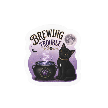 Brewing Trouble - Black Cat Halloween Sticker