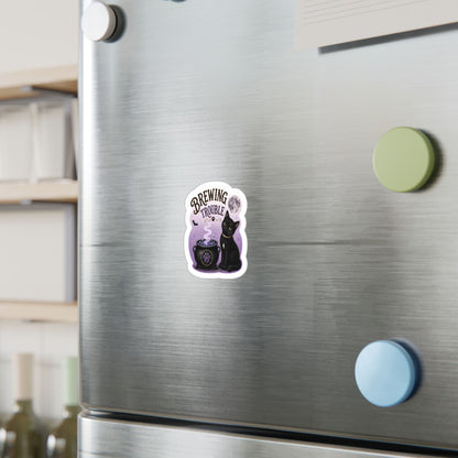 Brewing Trouble - Black Cat Halloween Sticker