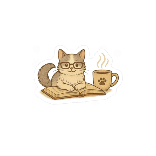 Books. Cats. Coffee. - Cat Sticker