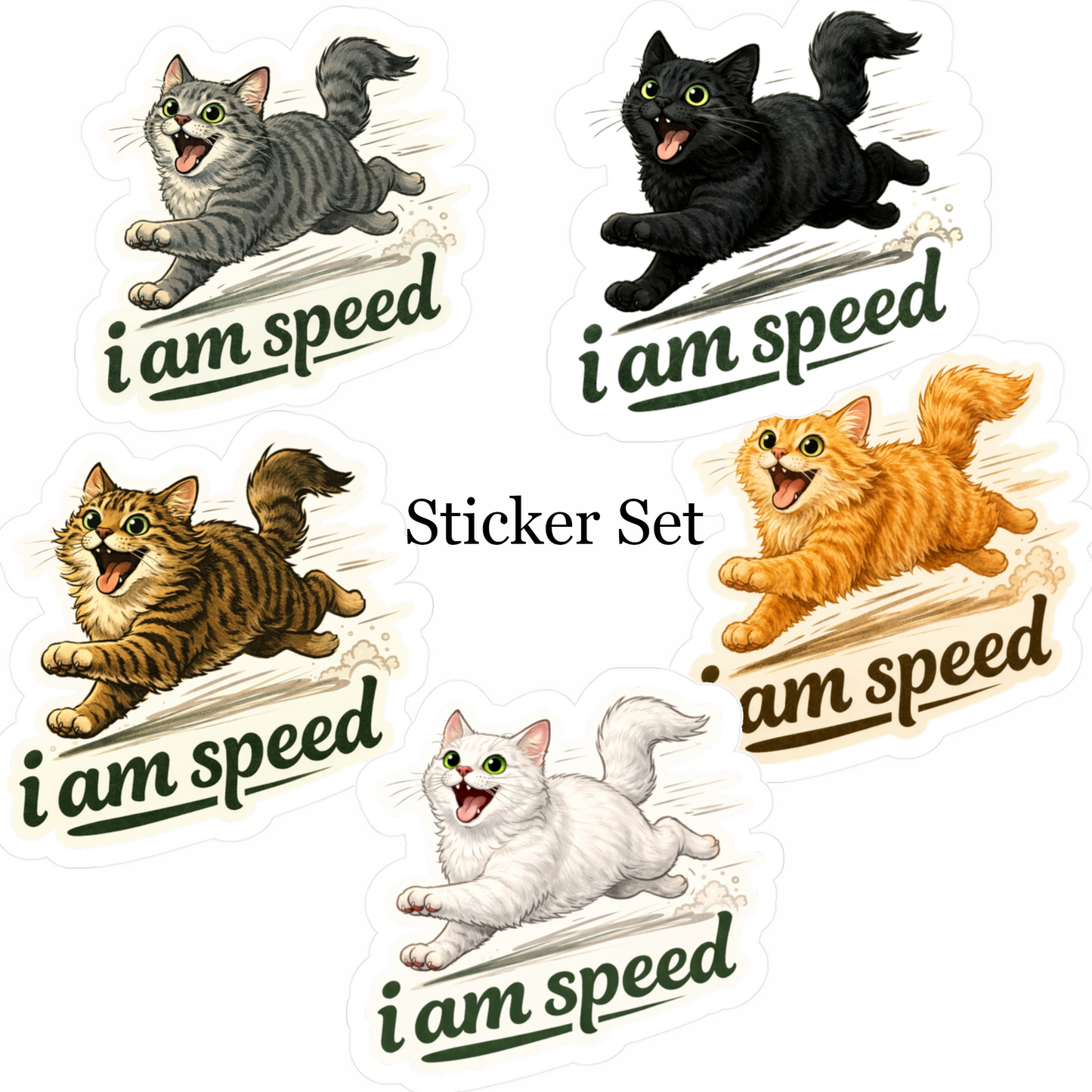 i am speed - Cat Zoomies Sticker Set