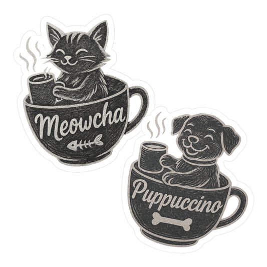 Meowcha & Puppuccino Coffee - Pet Sticker