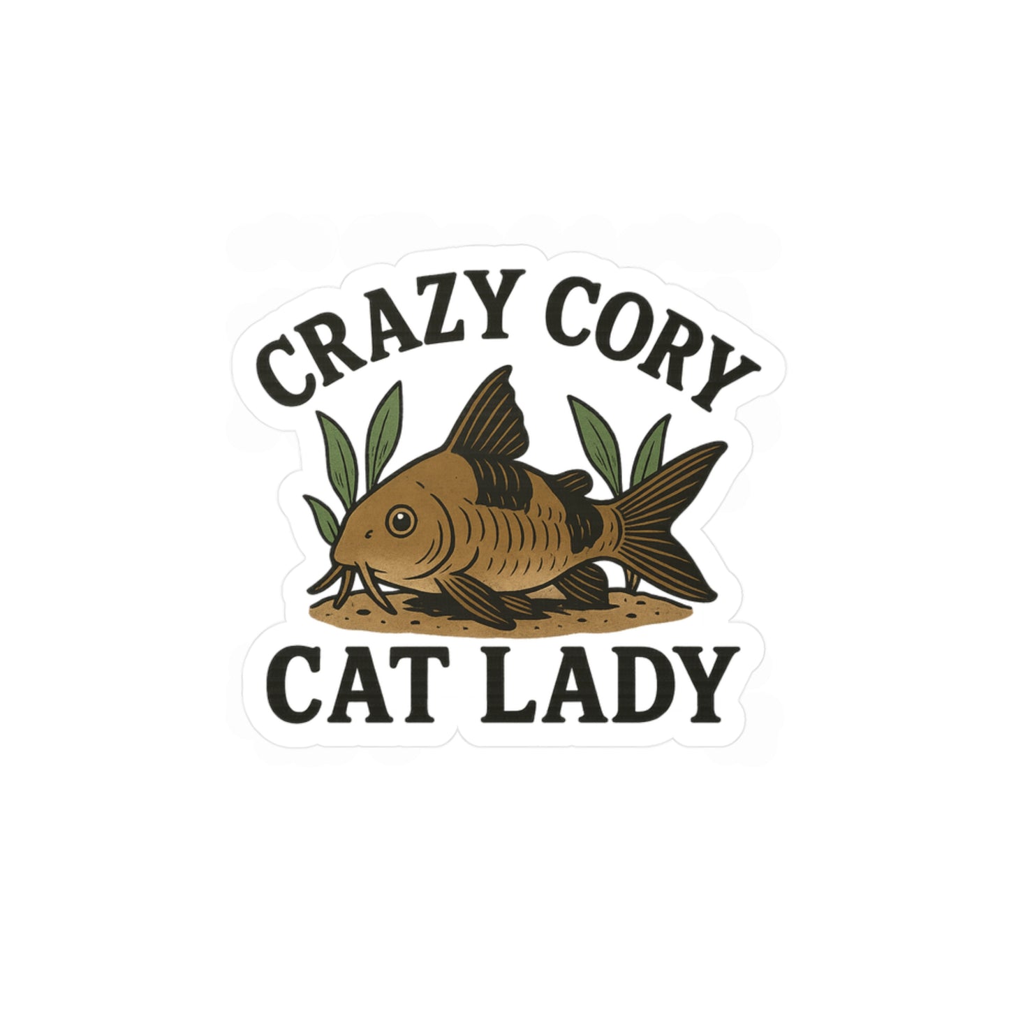 Crazy Cory Cat Lady - Corydora Catfish Fish Sticker
