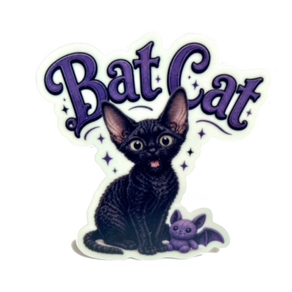 Bat Cat - Devon Rex Cat Sticker