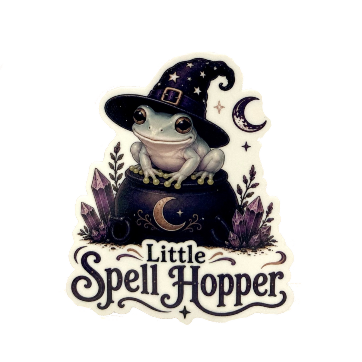 Little Spell Hopper - White's Tree Frog Halloween Sticker