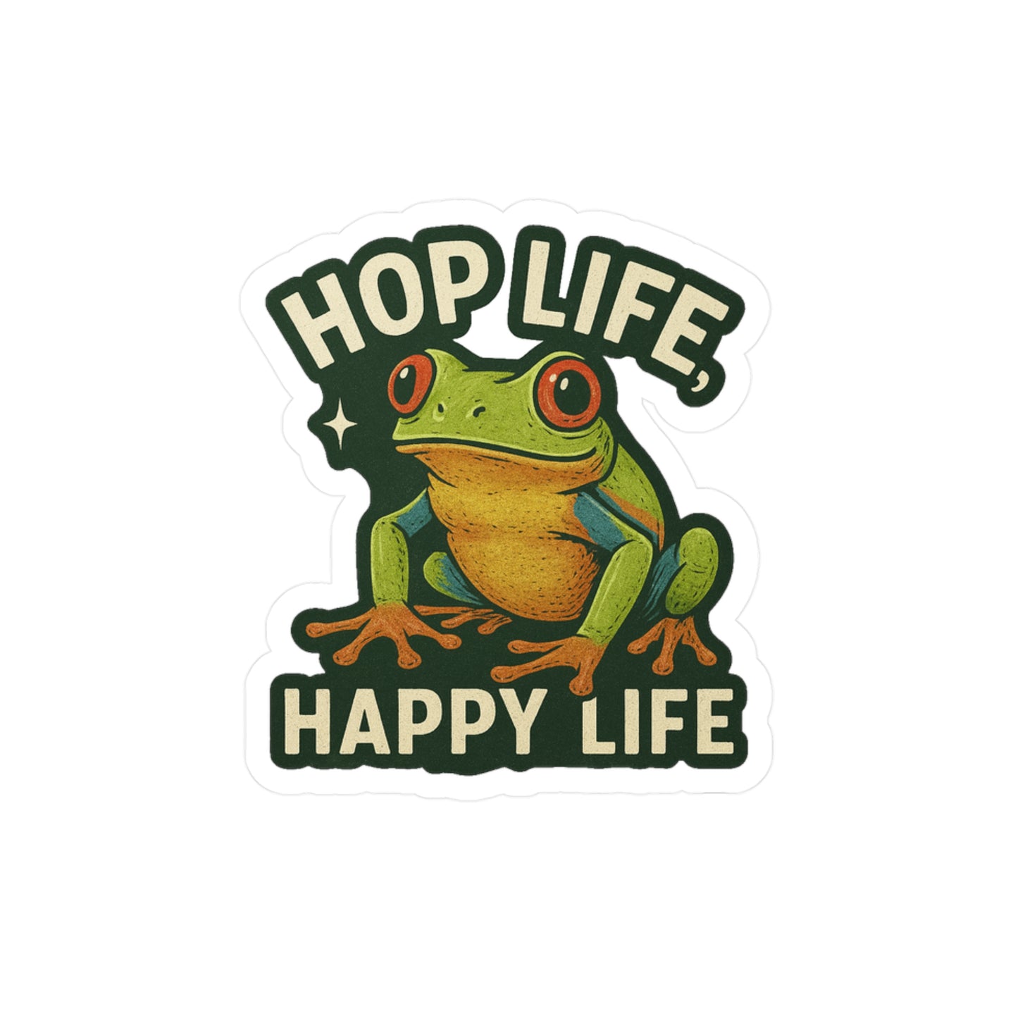 Hop Life, Happy Life - Frog Sticker