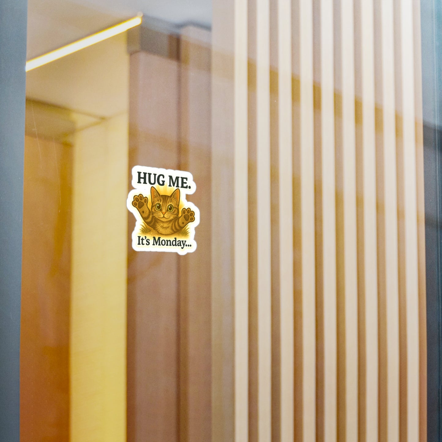 Hug Me. It's Monday - Tabby Cat Sticker