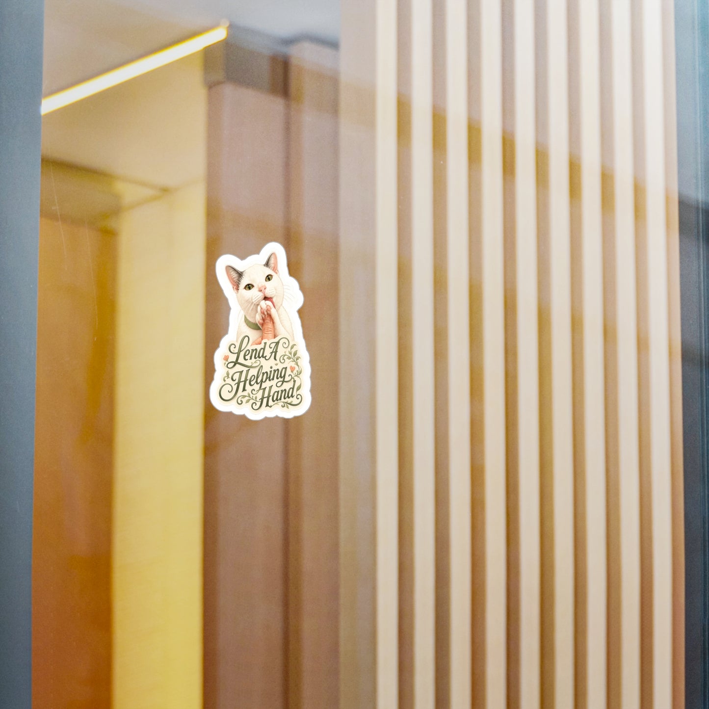 Lend a Helping Hand - Life Lessons Cat Sticker