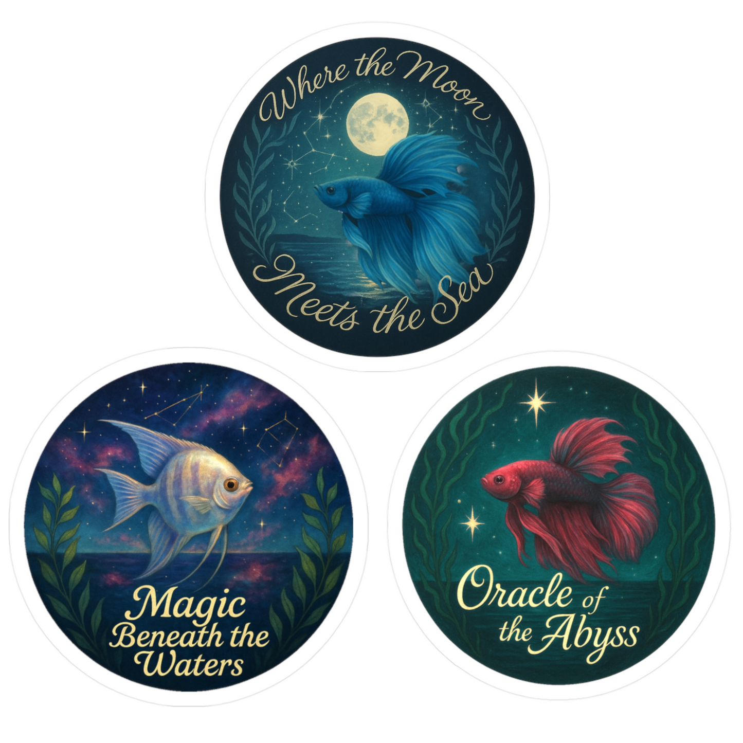 Mystical Fish Set - Betta & Angelfish Stickers