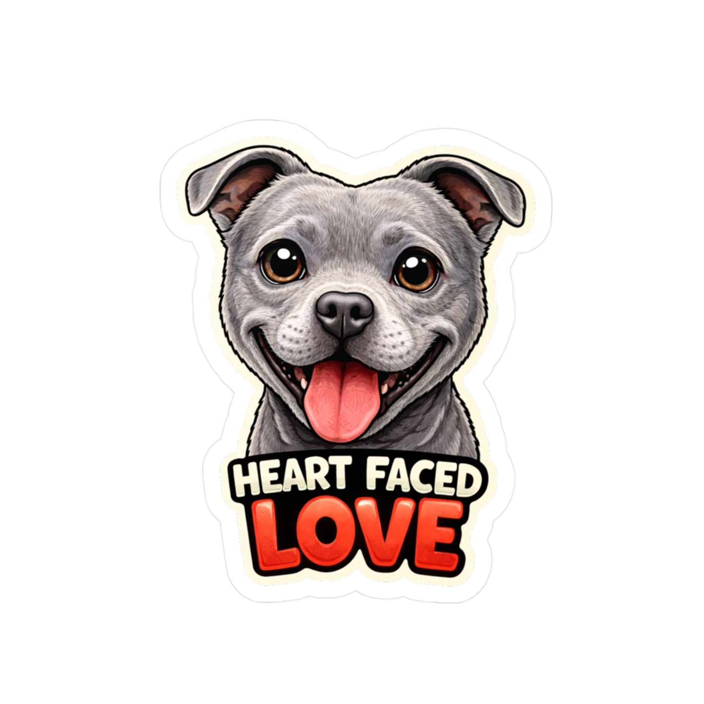 Heart Faced Love - Staffordshire Bull Terrier Dog Sticker