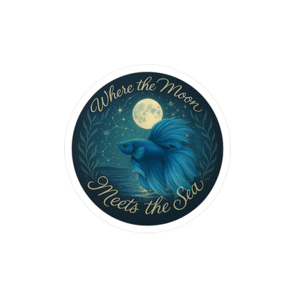 Where the Moon Meets the Sea - Blue Betta Fish Sticker