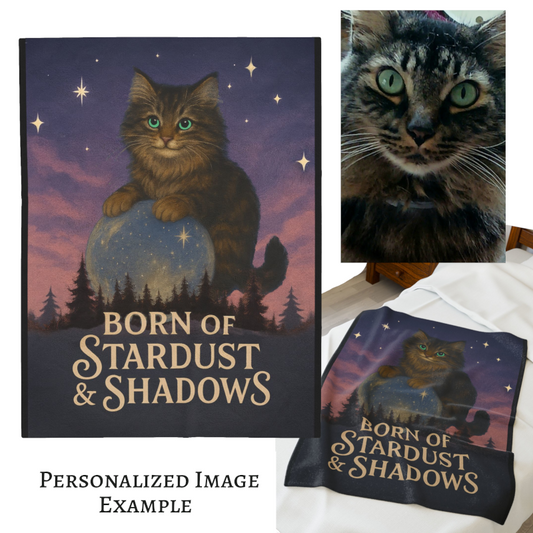 Personalized Image: Born of Stardust & Shadows - Velveteen Blanket
