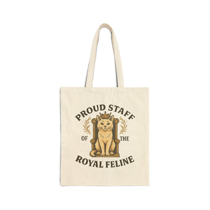 Proud Staff of the Royal Feline – Cat-Themed Cotton Canvas Tote Bag