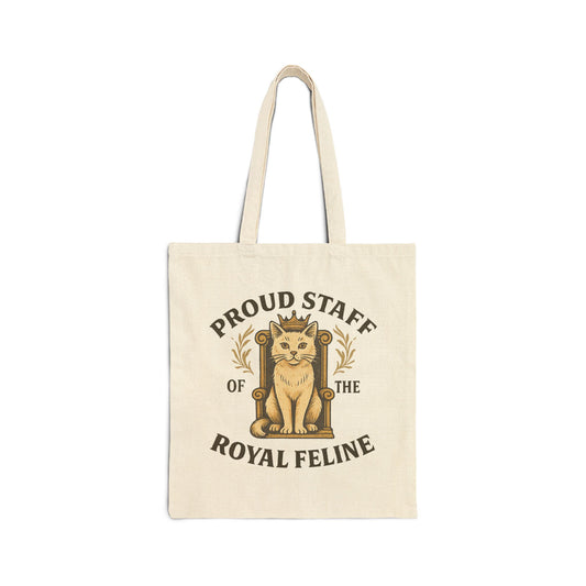Proud Staff of the Royal Feline – Cat-Themed Cotton Canvas Tote Bag