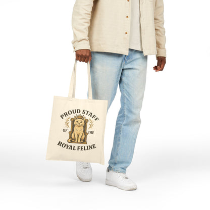 Proud Staff of the Royal Feline – Cat-Themed Cotton Canvas Tote Bag