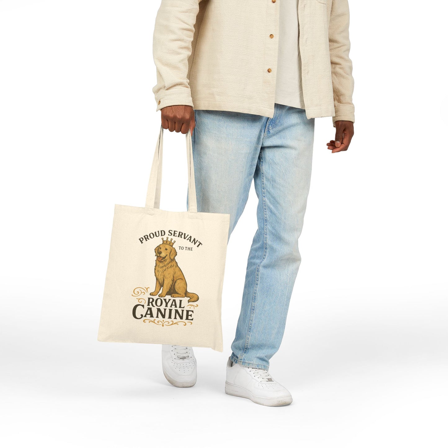 Proud Servant to the Royal Canine – Dog-Themed Cotton Canvas Tote Bag