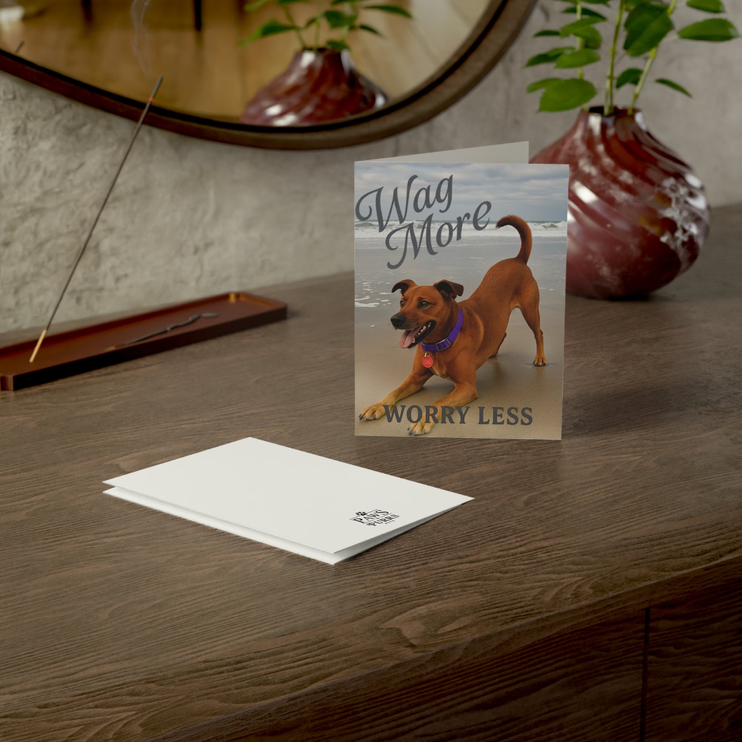 "Wag More, Worry Less" Life Lessons from Our Pets: Dog Greeting Card