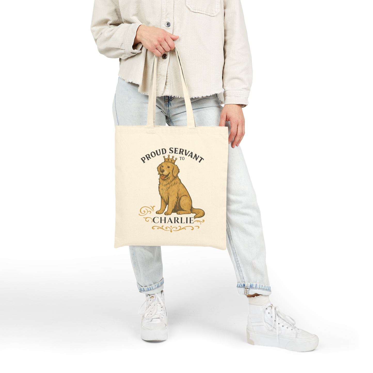 Personalized Proud Servant to the Royal Canine – Custom Dog Name Tote Bag