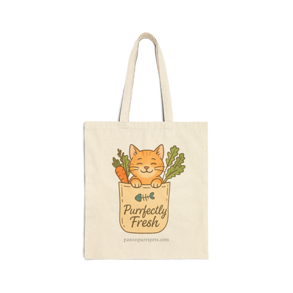 Purrfectly Fresh and Cat Snax On Board Designs - Cat Canvas Tote Bag