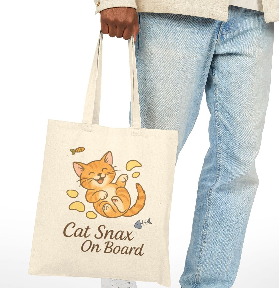 Purrfectly Fresh and Cat Snax On Board Designs - Cat Canvas Tote Bag