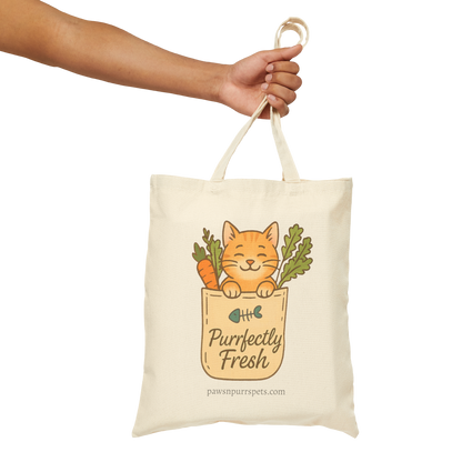 Purrfectly Fresh and Cat Snax On Board Designs - Cat Canvas Tote Bag