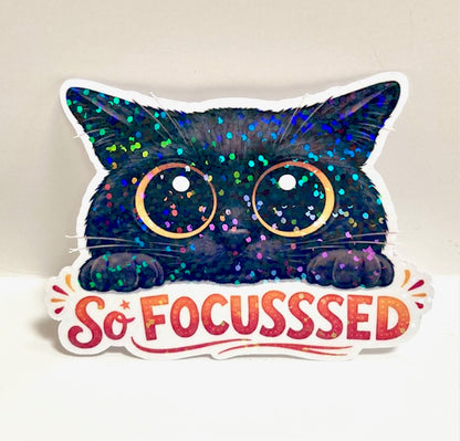 So Focusssed - Black Cat Sticker