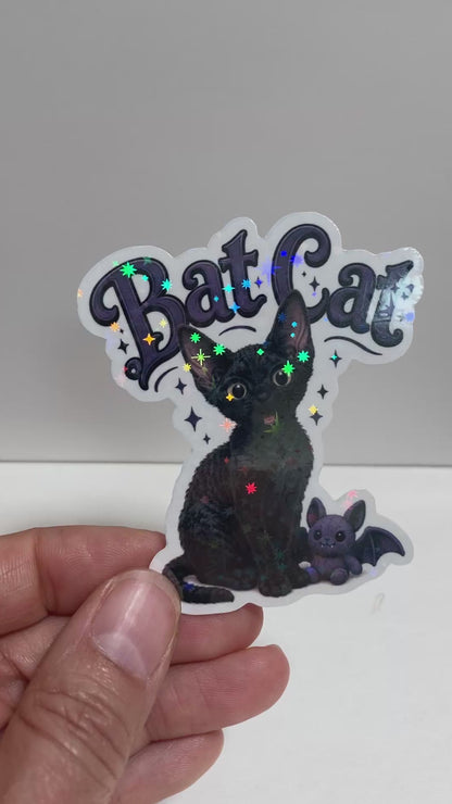 Bat Cat - Devon Rex Cat Sticker